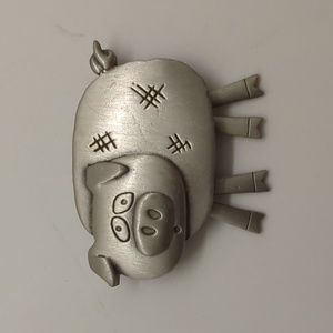 Jonette jewellery Pewter pig brooch